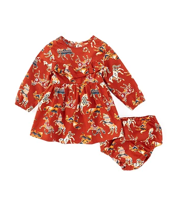 Wrangler® Baby Girls Newborn-24 Months Long Sleeve Western Inspired Printed Fit & Flare Dress