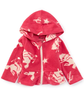 Wrangler® Baby Girls Newborn-24 Months Long-Sleeve Western-Inspired-Printed Hooded Jacket