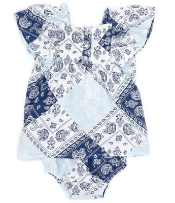 Wrangler® Baby Girls Newborn-24 Months Short Sleeve Bandana Printed Fit & Flare Dress