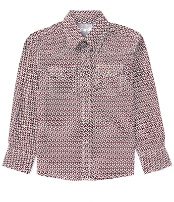 Wrangler® Big Boys 8-20 Long Sleeve Wine Printed Shirt