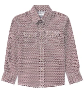 Wrangler® Big Boys 8-20 Long Sleeve Wine Printed Shirt