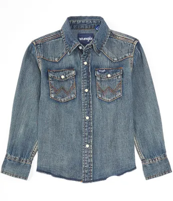 Wrangler® Big Boys 8-20 Long Sleeve Denim Pearl Snap Shirt