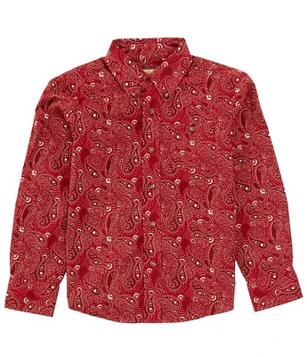 Wrangler® Big Boys 8-20 Long-Sleeve Paisley-Printed Woven Shirt