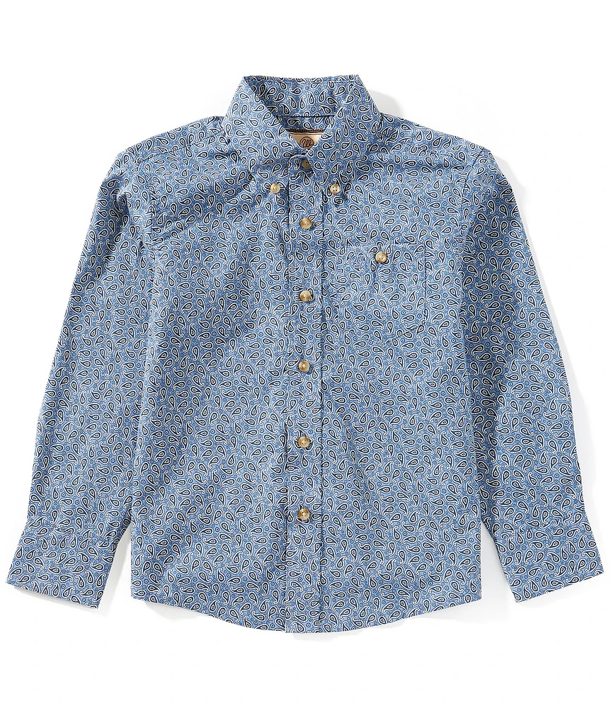 Wrangler® Big Boys 8-20 Long-Sleeve Paisley-Printed Woven Shirt