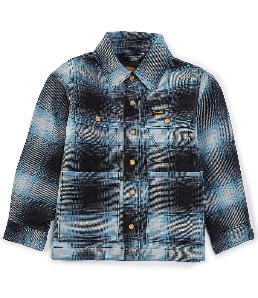 Wrangler® Big Boys 8-20 Long Sleeve Plaid Flannel Shirt Jacket