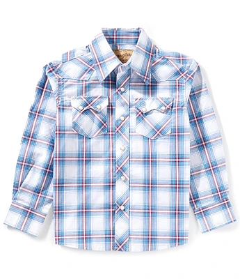 Wrangler® Big Boys 8-20 Long Sleeve Retro Plaid Shirt