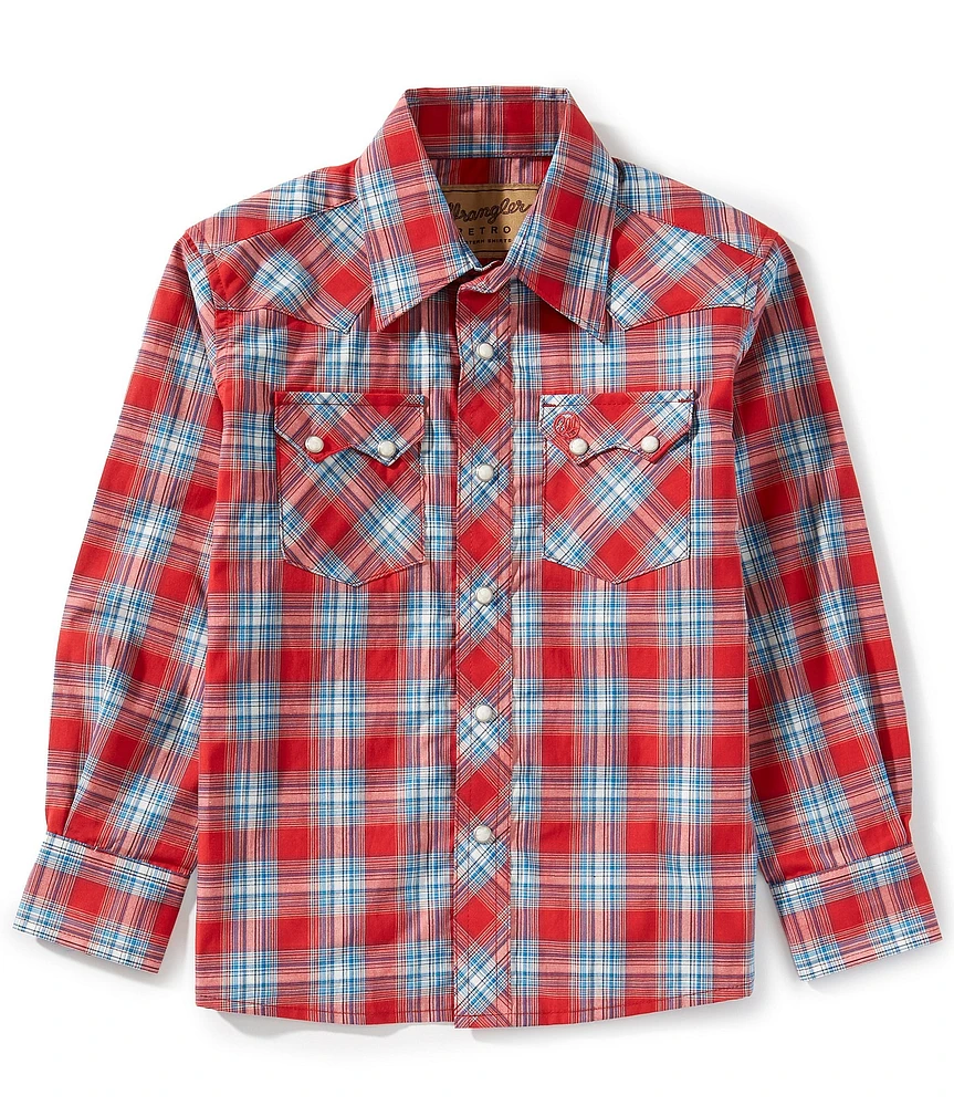Wrangler® Big Boys 8-20 Long Sleeve Retro Plaid Shirt