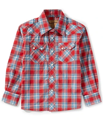Wrangler® Big Boys 8-20 Long Sleeve Retro Plaid Shirt