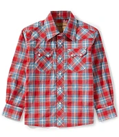Wrangler® Big Boys 8-20 Long Sleeve Retro Plaid Shirt