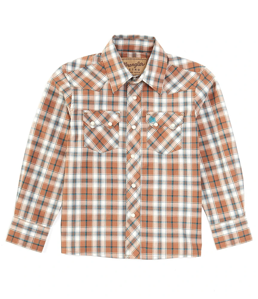 Wrangler® Big Boys 8-20 Long Sleeve Retro® Plaid Woven Shirt