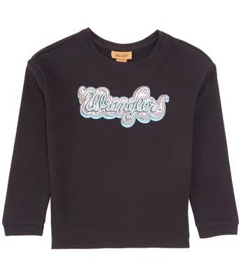 Wrangler® Big Girls 7-16 Long Sleeve Glitter Logo Sweatshirt