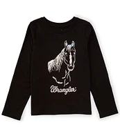 Wrangler® Big Girls 7-16 Long Sleeve Horse Head Graphic T-Shirt