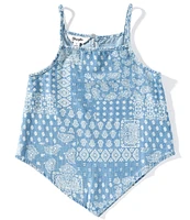 Wrangler® Big Girls Paisley-Printed Denim Trapeze Tank Top