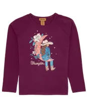 Wrangler® Big Girls 8-18 Long Sleeve Cowgirl/Moon T-Shirt