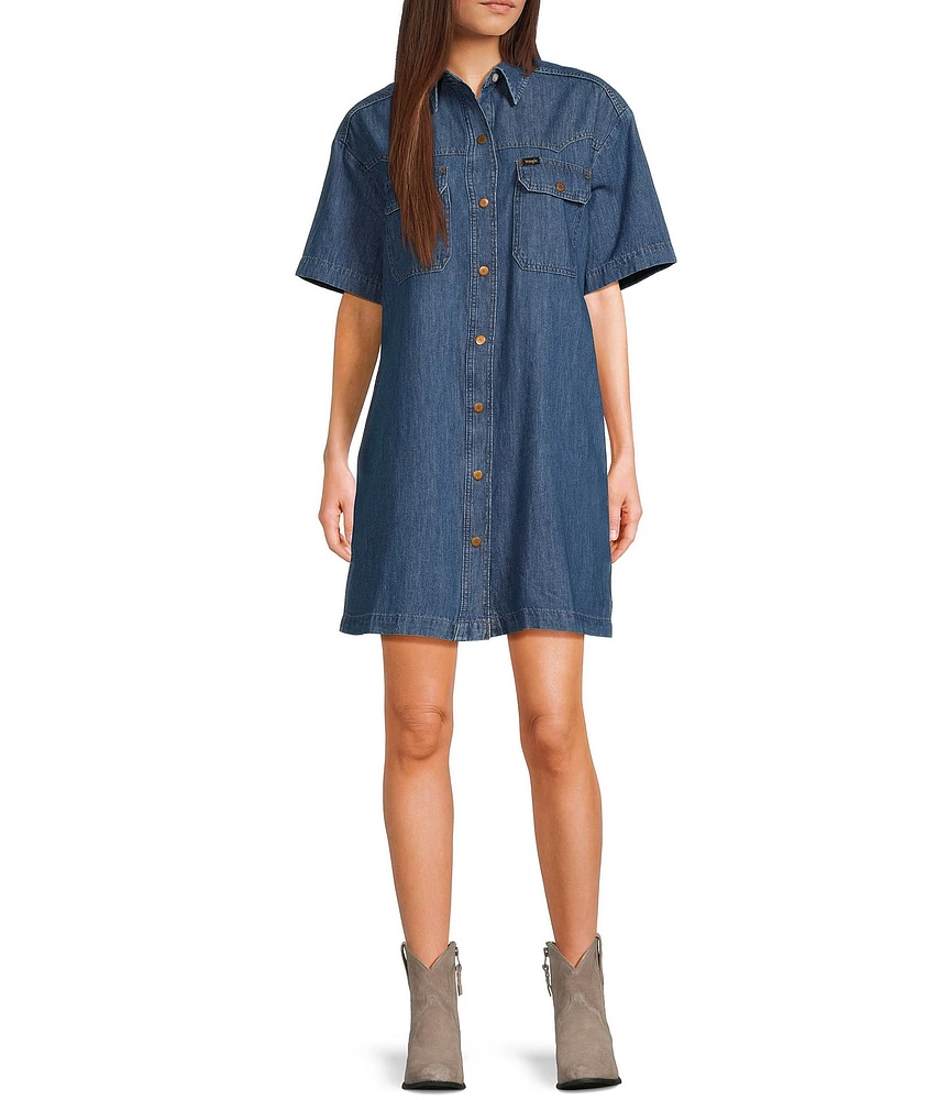 Wrangler® Carolina Short Sleeve Denim Shirt Dress