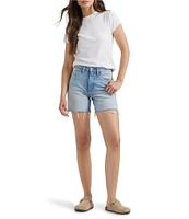 Wrangler Cowboy High Rise Raw Hem Cut Off Denim Short