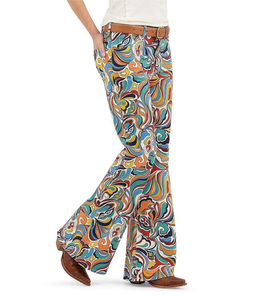 Wrangler Latigo Print Mid Rise Flare Leg Jeans