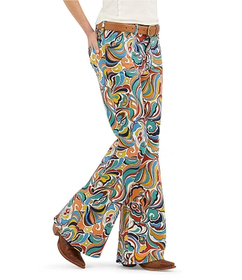 Wrangler Latigo Print Mid Rise Flare Leg Jeans