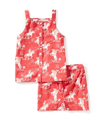 Wrangler® Little Girls 2T-4T Sleeveless Western-Inspired Tank Top & Matching Shorts Set