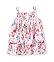 Wrangler® Little Girls 2T-4T Western-Inspired-Printed Ruffled Poplin Tank Top