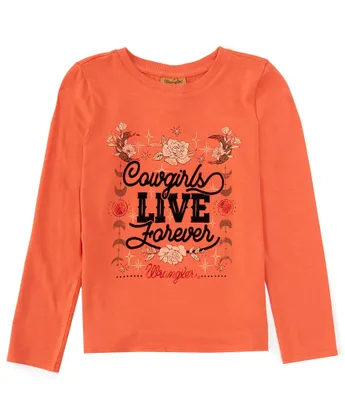 Wrangler® Little Girls 4-7 Long-Sleeve Graphic Cowgirls Forever Print Top