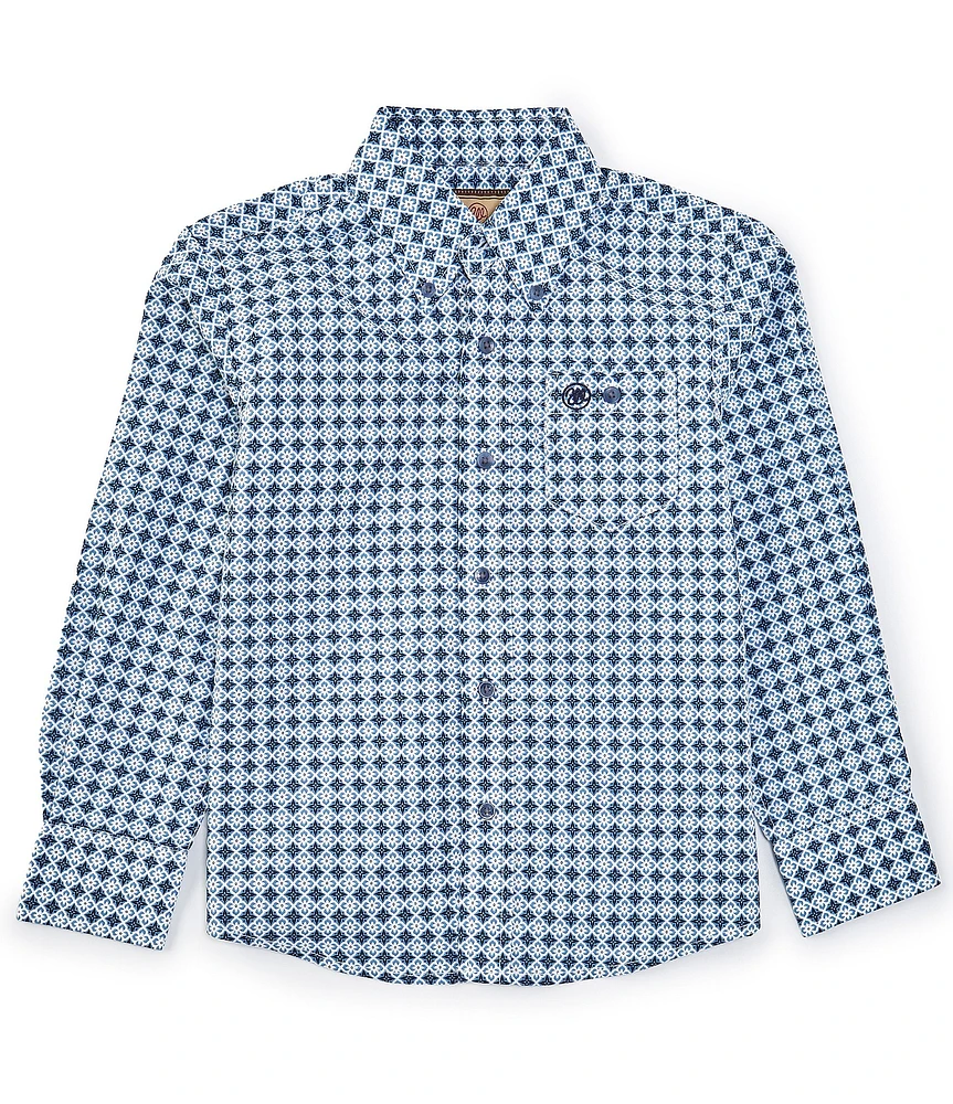 Wrangler® Big Boys 8-20 Long-Sleeve Classic Fit Checked Woven Shirt