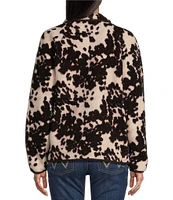 Wrangler® Long Sleeve Cow Print Full Snap Sherpa Sweater Jacket