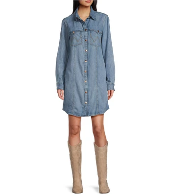 Wrangler® Long Sleeve Denim Shirt Dress