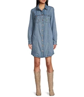 Wrangler® Long Sleeve Denim Shirt Dress