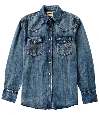 Wrangler® Long Sleeve Denim Western Shirt