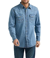 Wrangler® Long Sleeve Denim Western Shirt