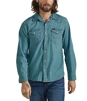 Wrangler® Long Sleeve Iconic Cowboy Washed Denim Shirt