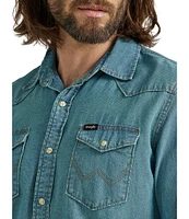 Wrangler® Long Sleeve Iconic Cowboy Washed Denim Shirt