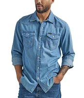 Wrangler® Long Sleeve Iconic Cowboy Washed Denim Shirt