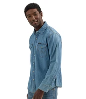 Wrangler® Long Sleeve Iconic Cowboy Washed Denim Shirt