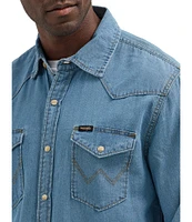 Wrangler® Long Sleeve Iconic Cowboy Washed Denim Shirt