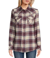 Wrangler® Long Sleeve Plaid Flannel Western Shirt