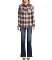 Wrangler® Long Sleeve Plaid Flannel Western Shirt