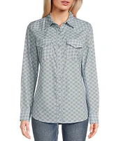 Wrangler® Long Sleeve Plaid Pattern Western Shirt