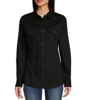 Wrangler® Long Sleeve Pointed Front-And-Back Yoke Western Shirt