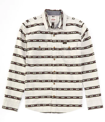 Wrangler® Long Sleeve Printed Woven Poplin Shirt