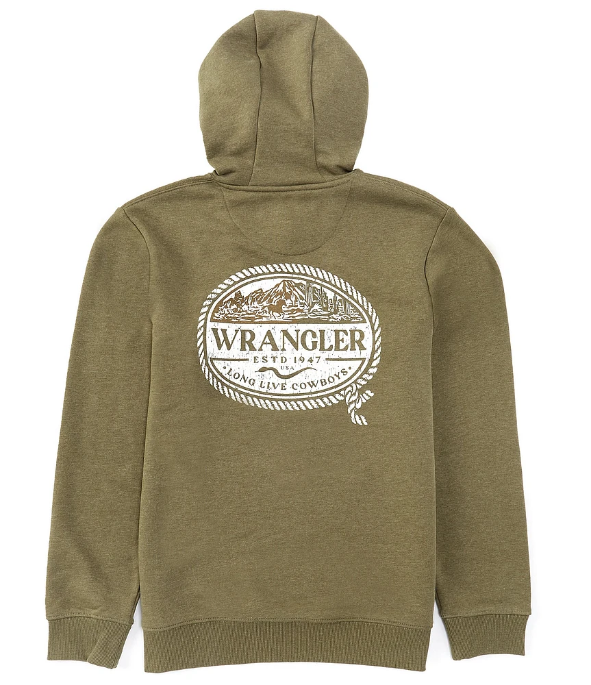 Wrangler® Long Sleeve Rope Frame Logo Graphic Fleece Hoodie