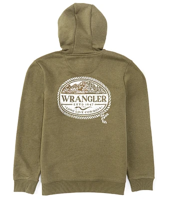 Wrangler® Long Sleeve Rope Frame Logo Graphic Fleece Hoodie