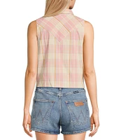 Wrangler® Plaid Sleeveless Tie-Hem Woven Shirt