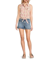 Wrangler® Plaid Sleeveless Tie-Hem Woven Shirt