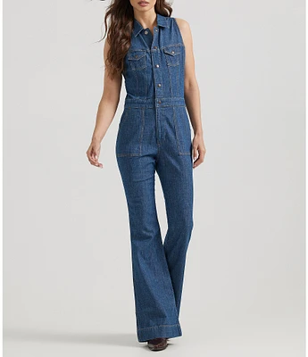 Wrangler Racerback Dark Denim Sleeveless Jumpsuit