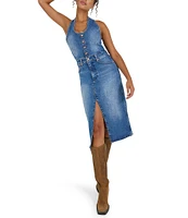 Wrangler Racerback Halter Scoop Neck Sleeveless Denim Midi Dress