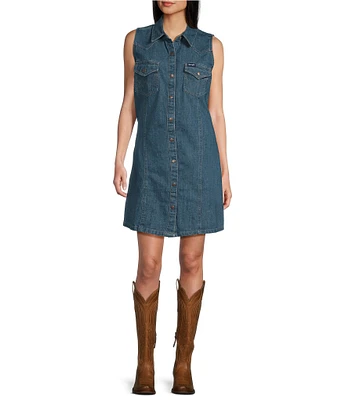 Wrangler® Retro® Sleeveless Denim Shirt Dress