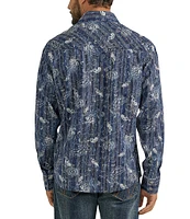 Wrangler® Slim Fit Long Sleeve Retro Premium Paisley Woven Western Shirt