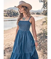 Wrangler® Smocked Sleeveless Maxi Dress